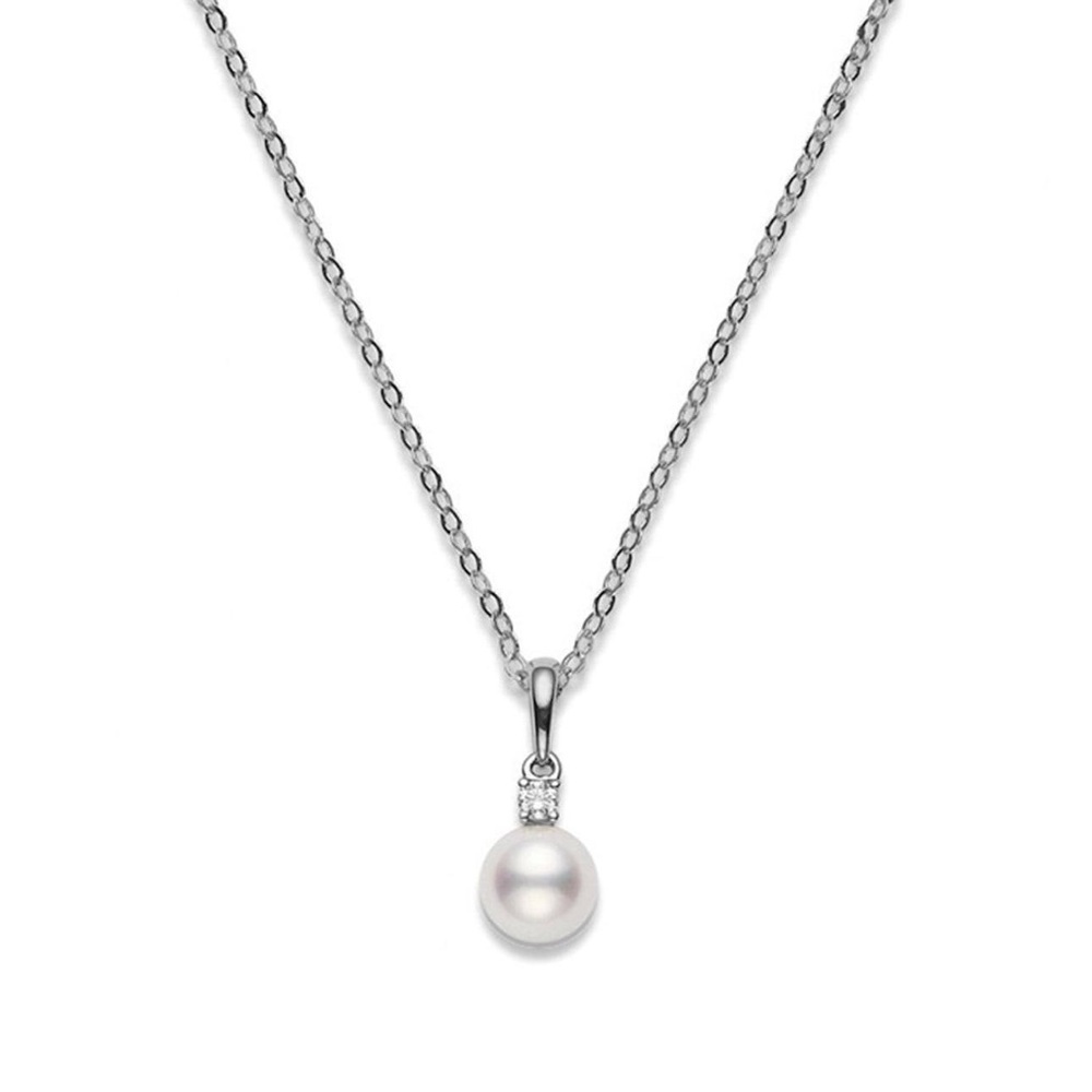 Mikimoto single pearl necklace with diamond